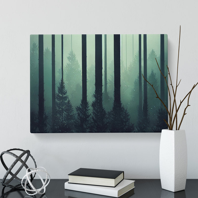Traditional Pine Tree Forest - Wrapped Canvas Painting, 35cm H x 50cm W x 3cm D