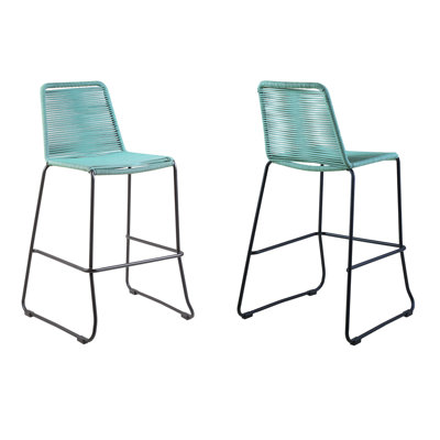 Blomquist Outdoor Counter or Bar Height Stackable Stool in Metal and Rope