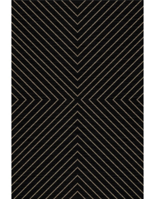 Tapis rayé à motif géométrique Easy Jute, Black, Runner 2' x 6'
