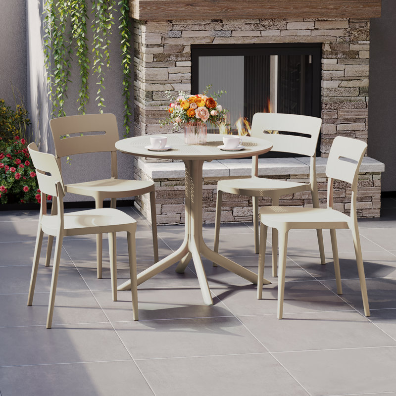 Ensemble repas extérieur pour 4 personnes, Beige