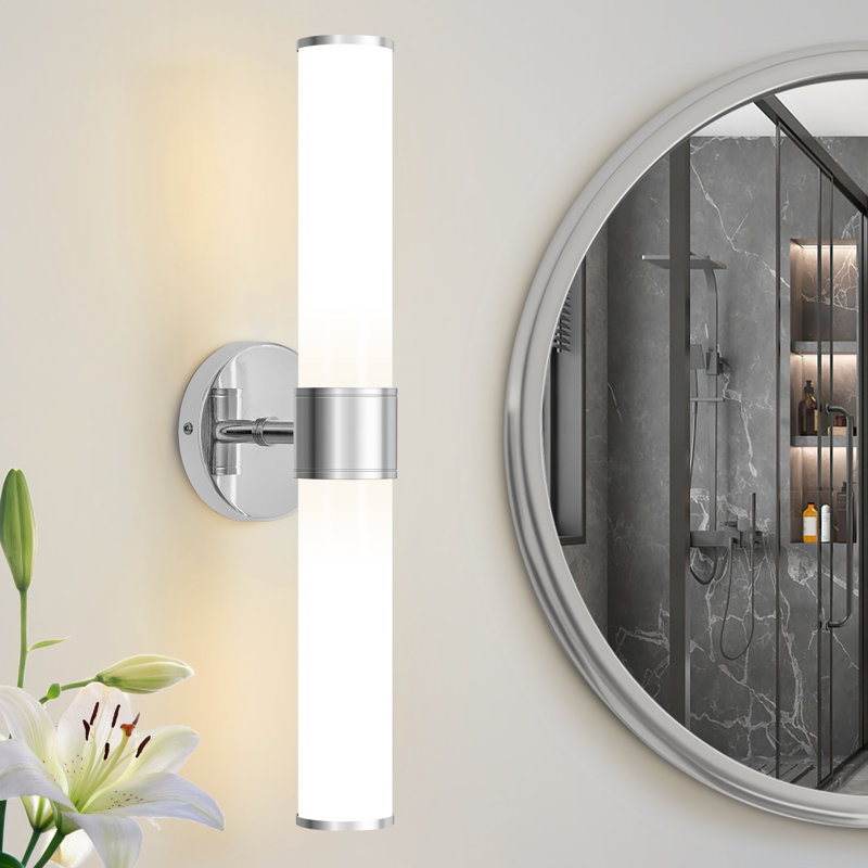Almetta 2 - Light Bathroom Dimmable Vanity Light Bath Bar Fixtures, Chrome, White