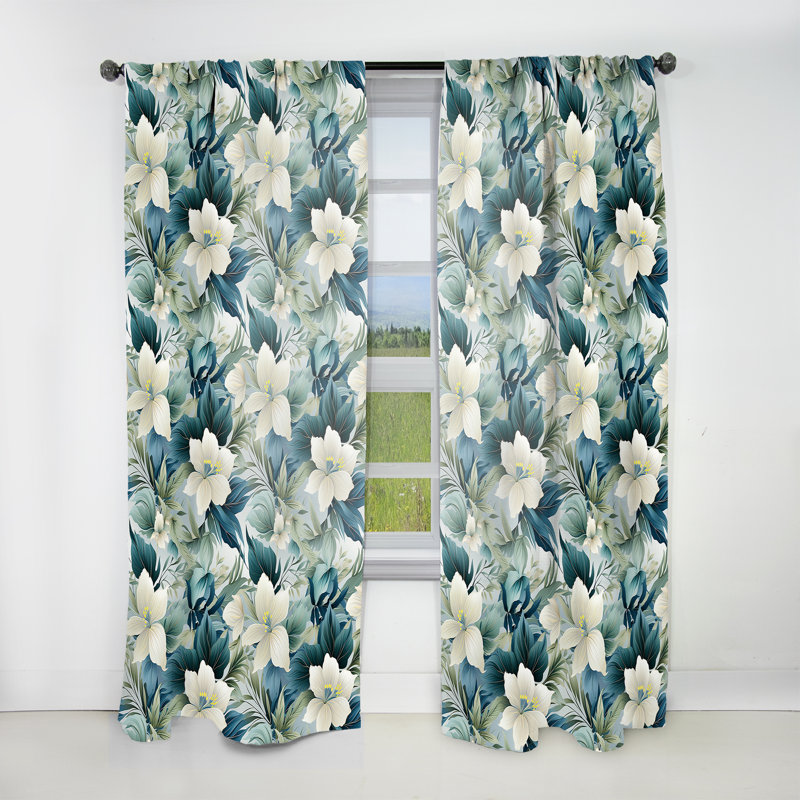 Motif tropical I - rideau floral - obscurcissant en velours Oceanic Impressions - 1 panneau, L 52 po x L 95 po