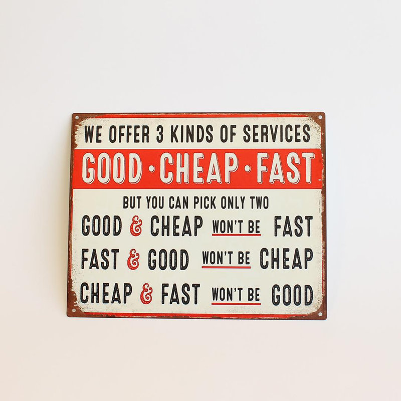We Offer 3 Kinds Of Services-Good- Cheap- Fast With Text Sign