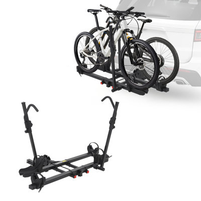 Support à vélo pour voiture - Support à vélo avec attelage d'une capacité de 200 lb, 2 supports à vélo électrique avec récepteur de 2 po, anti-oscillation, pliable et inclinable, convient aux vélos Fat Tire