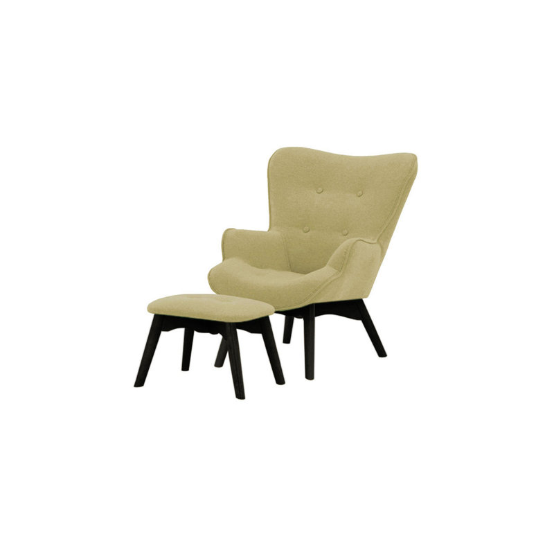 Wimbled Kids Personalized 31 cm Club Chair Club Chair and Ottoman, Beige/Black