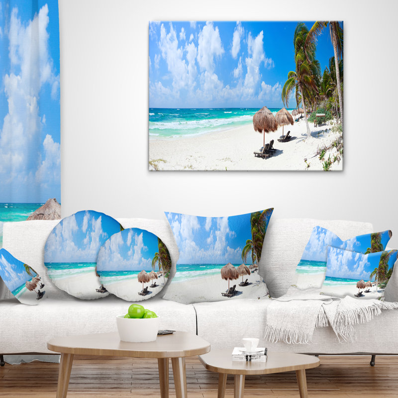 Bright Caribbean Beach - Beaches Printed Pillow, 16" x 16", Throw Pillow