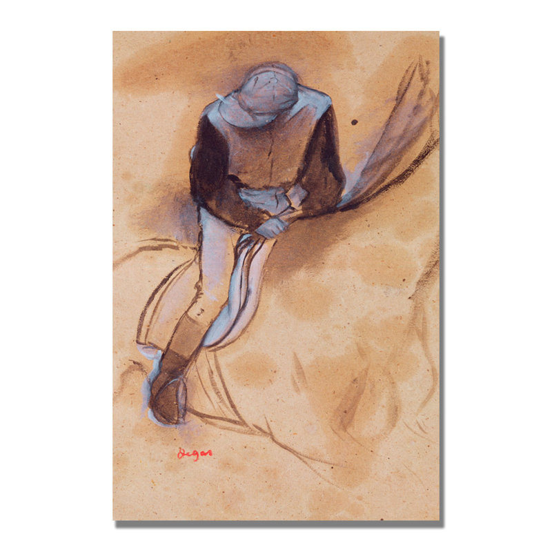 «Jockey Flexed Vers l'avant in Saddle» par Edgar Degas - reproduction sur toile, H 24 po x l 16 po x P 2 po
