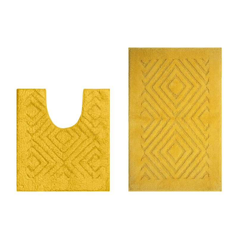 Ensemble de tapis de bain lavable à la machine 2 pièces Bro douceur, Jaune