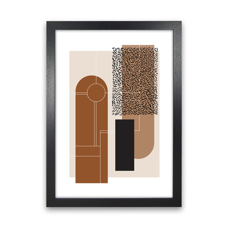 Brown And Beige - Print, 29.7cm H x 21cm W x 3cm D, Black Framed