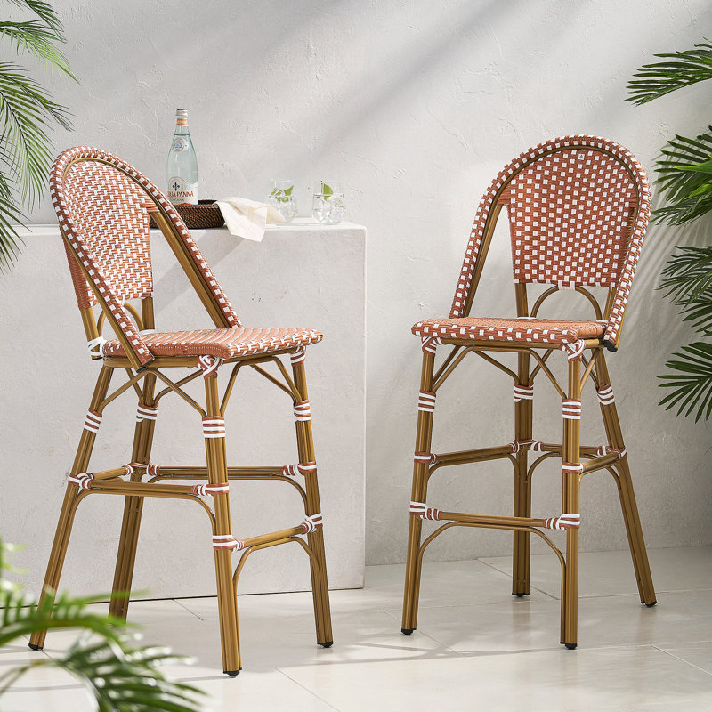 Tabourets de bar 4 pieds en aluminium rouille avec repose-pieds