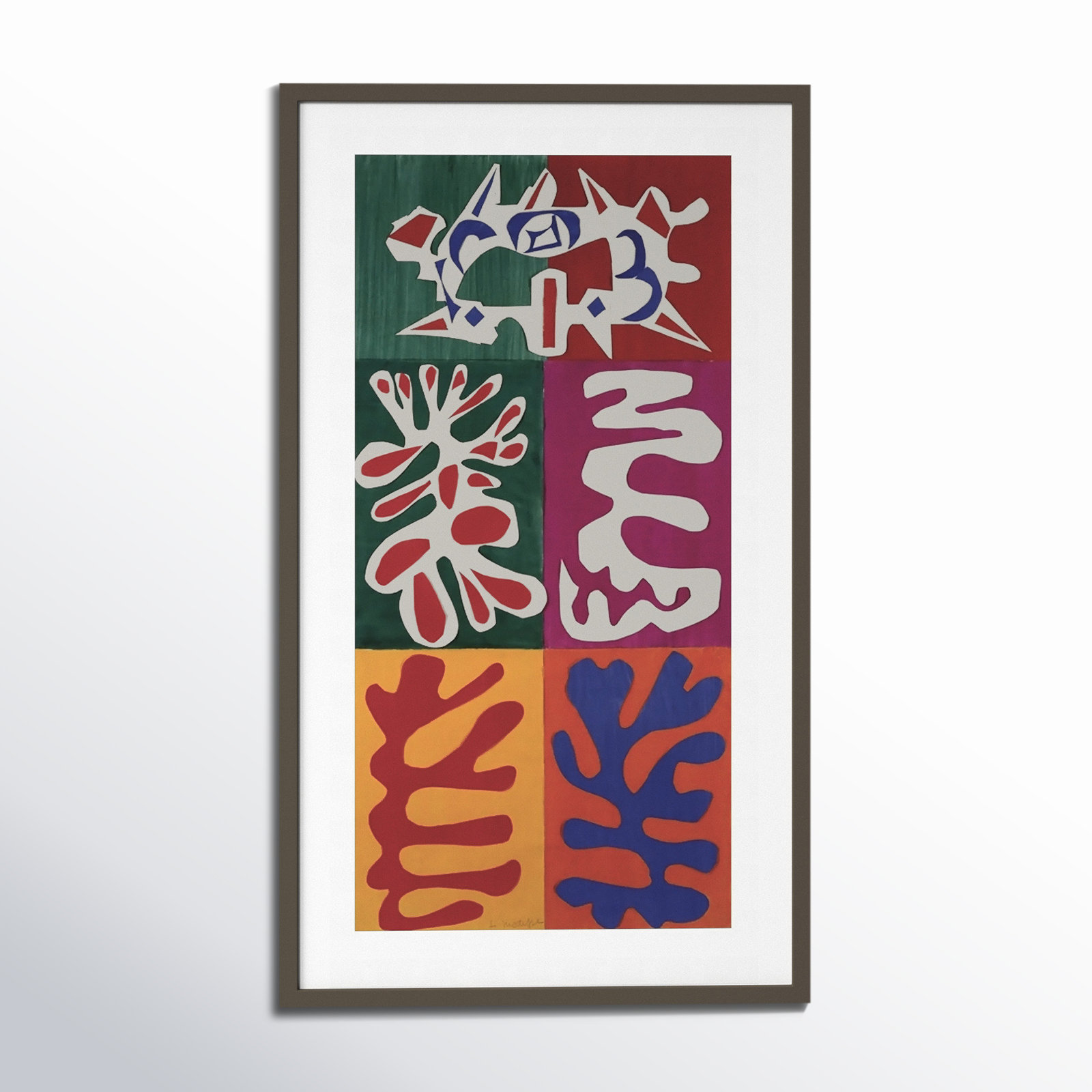 Panel With Mask 1947 by Henri Matisse, 44" H x 25" W, Gray Framed Paper