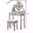 Wood Moniya Makeup Vanity Table and Stool Set, Blue-1128384825