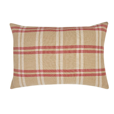 Check Plaid Linen Reversible Throw Pillow