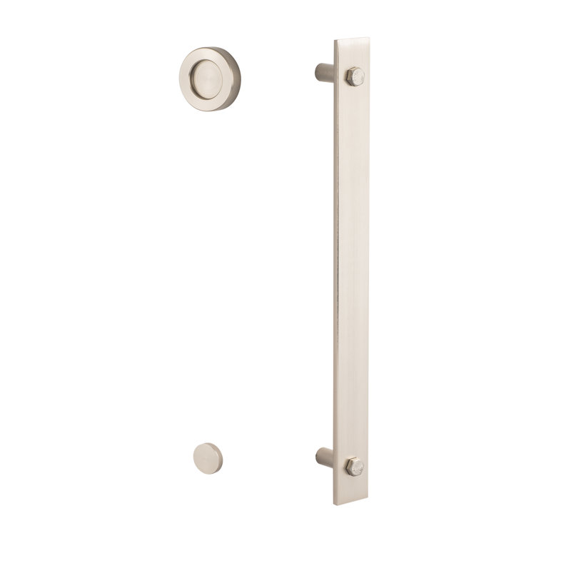 Poignée de porte de grange moderne avec poignée ronde, Nickel satiné