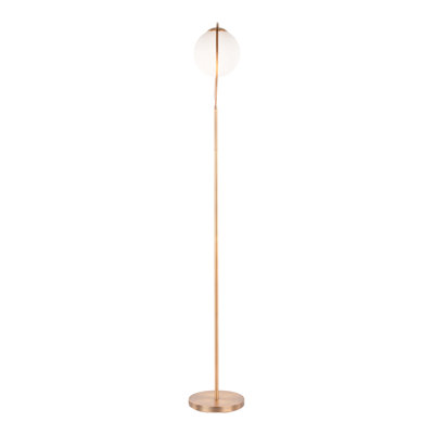 Moon Contemporary Floor Lamp In Gold Metal And Frosted Glass