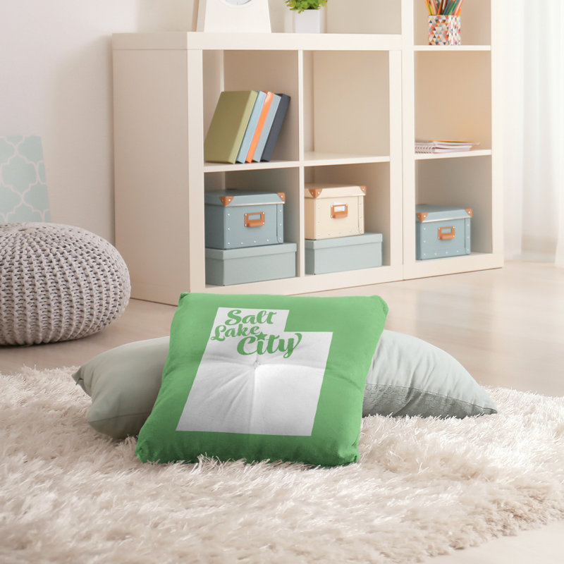 Coussin de plancher touffeté, 26 po x 26 po, Vert, Salt Lake City