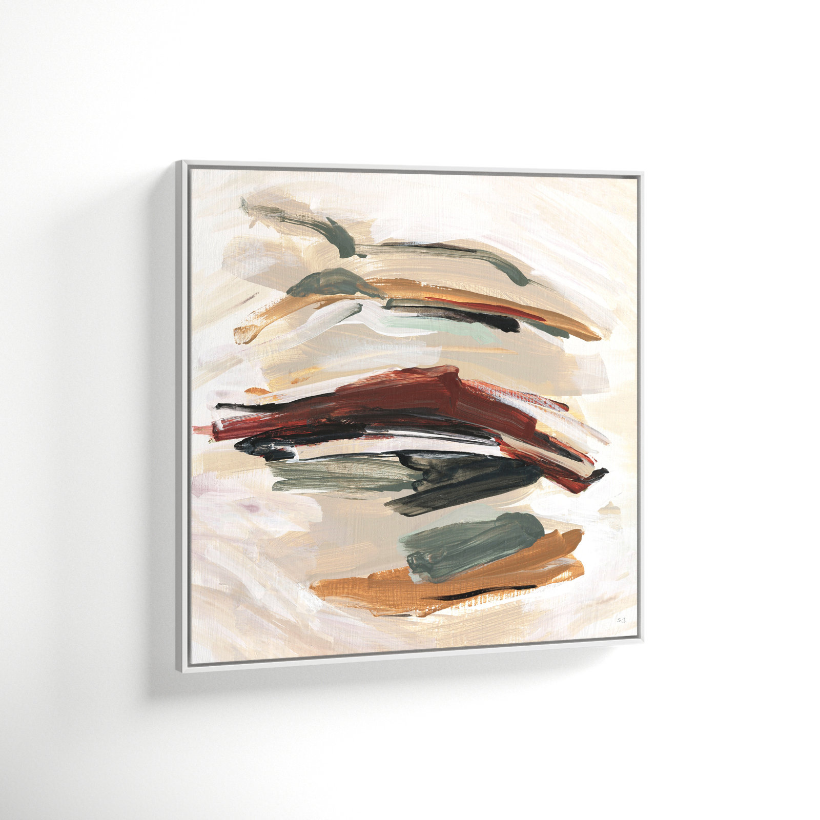 Carmina "Spring Shadows" Painting by Susan Jill, 31.5" H x 31.5" W, White