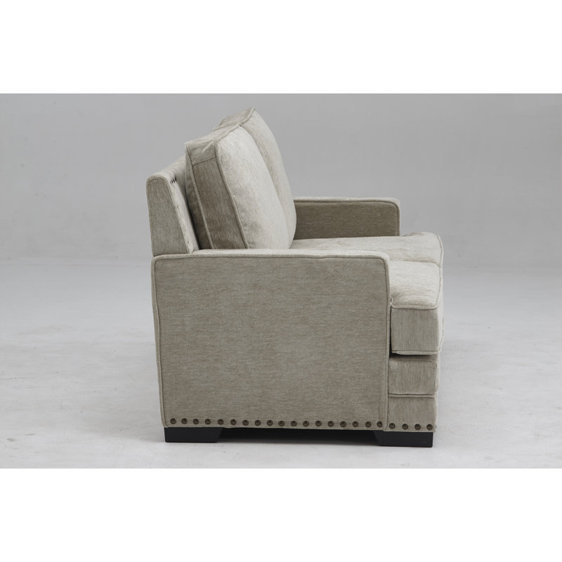 Upholstered 65.7'' Loveseat, Taupe Chenille Fabric