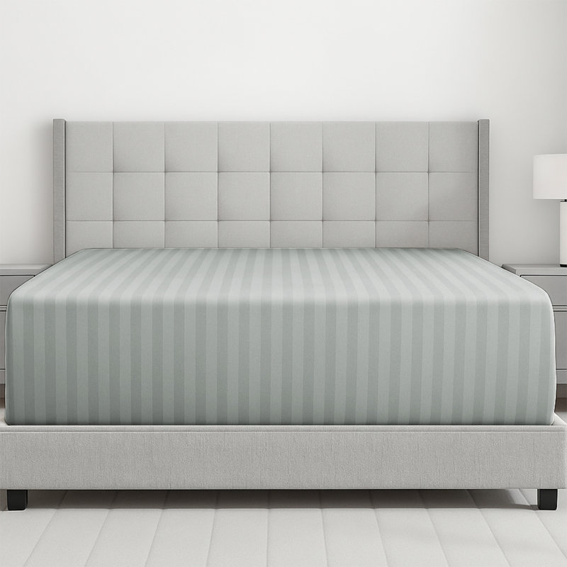 Microfiber Striped Fitted Sheet, Grey, Single (3')