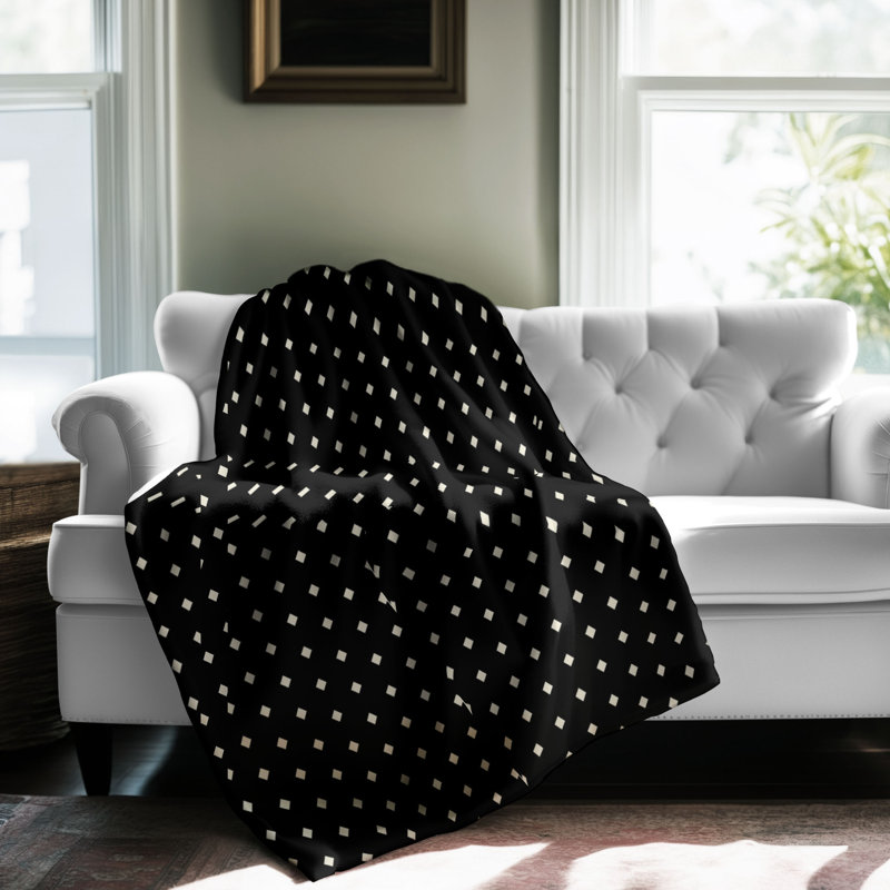 Crème à pois - couverture Sherpa 1 pièce de qualité supérieure 0101, L 50 po x L 60 po