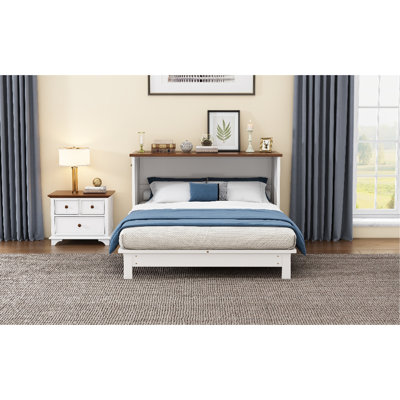 Commode pour lit escamotable en pin massif avec station de charge et grand tiroir de rangement pour bureau à domicile ou petite pièce