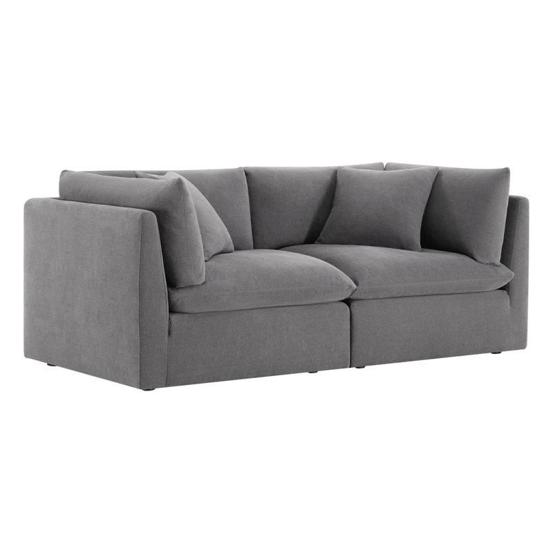 Canapé modulaire rembourré 81 po Annabella, Chenille Elite Performance texturée en étain