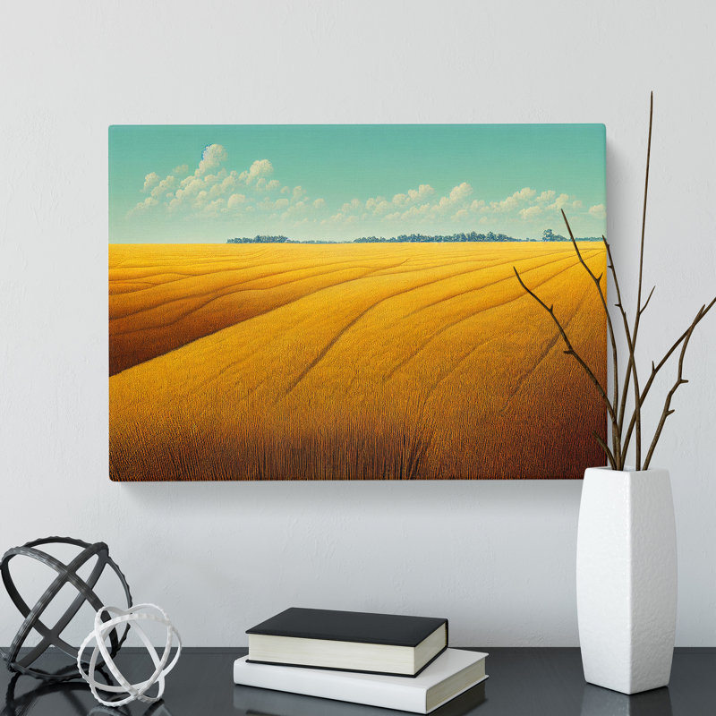 Charming Wheat Field - Wrapped Canvas Print, 40cm H x 60cm W x 3cm D