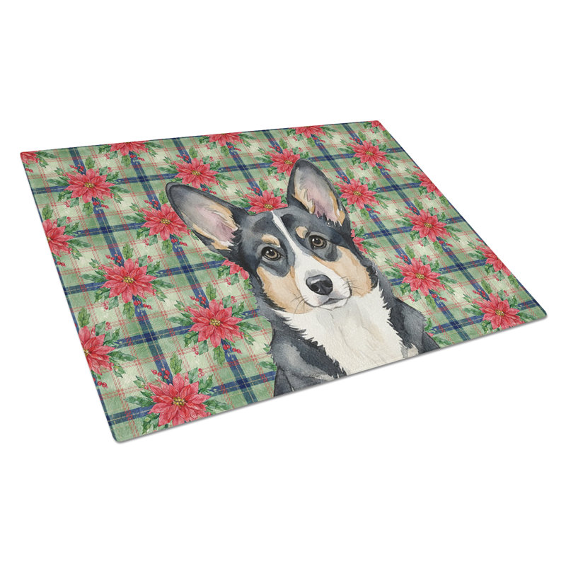 Planche à découper en verre noir et blanc Welsh Corgi, Noir / blanc
