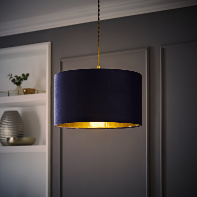 Aguie Linen Blend Drum Lamp Shade ( Slip-On ) in Blue, 20" H x 35" W x 35" D