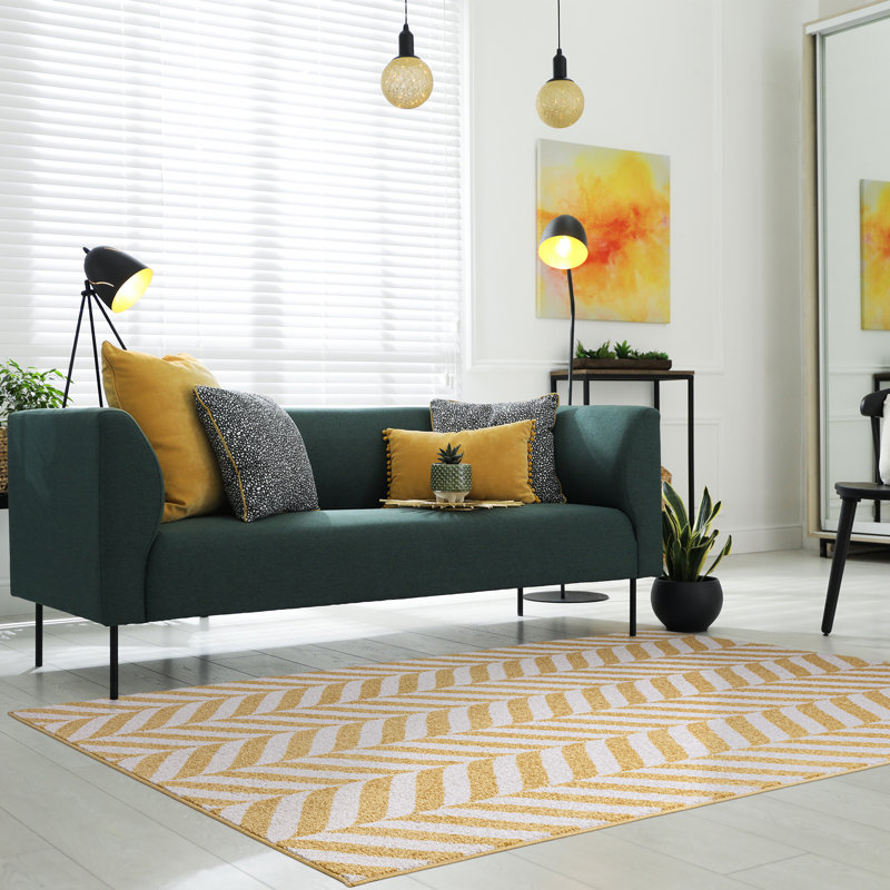 Braun Chevron Yellow Area Rug, Rectangle 160 x 230cm