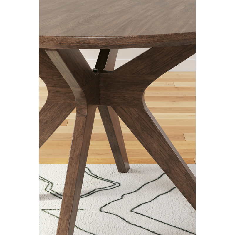 Brown Round Extendable Wood Dining Table