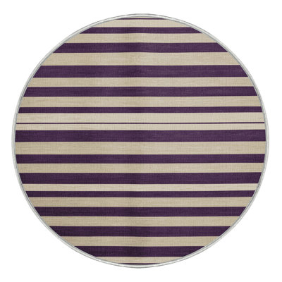Machine Washable Horizontal Stripes Beige Area Rug