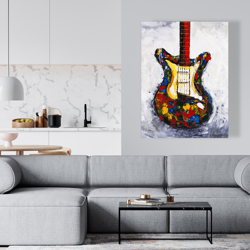 Guitare colorée - Toile musicale «Man Cave» pour la maison