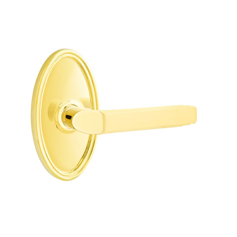 Levier de porte avec rosette Milano, Droite, Laiton brillant