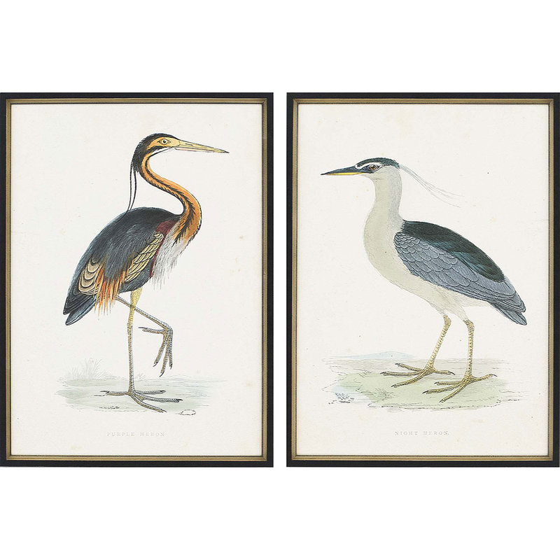 «Herons», ensemble de 2 reproductions encadrées