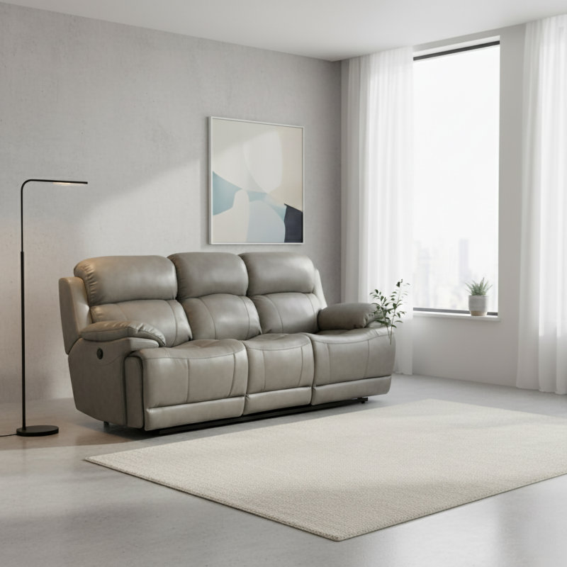 Kunkel 87'' Faux Leather Reclining Sofa, Power