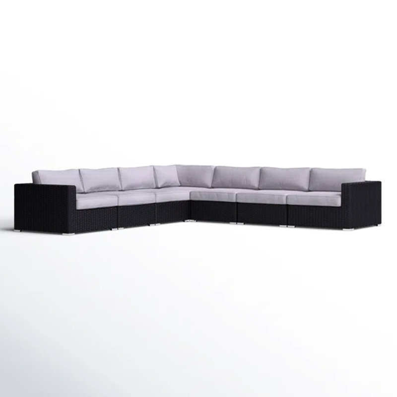 Canapé modulaire pour terrasse de 122 po de largeur avec résistance à la rouille - Coussins rembourrés de mousse