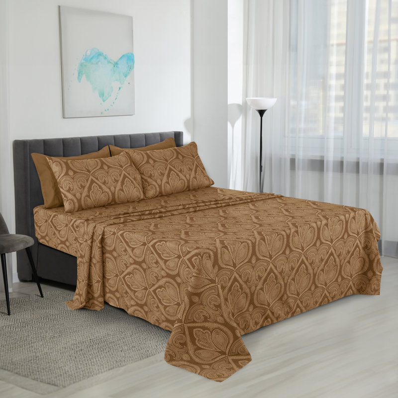 Ensemble de draps en microfibre Lux Hotel, Ensemble de draps pour lit double + un drap-housse, Chocolat