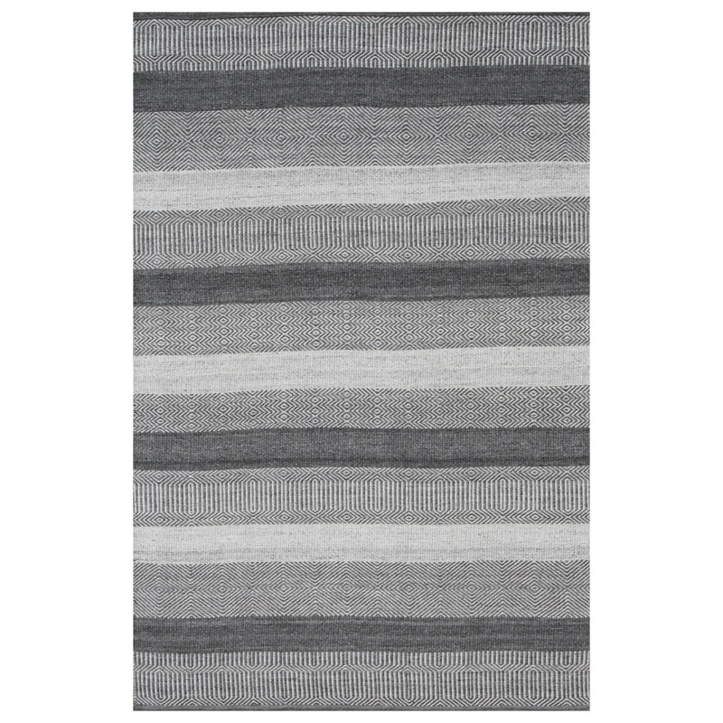 Tapis gris en laine 10 pi x 14 pi one-of-a-kind handwoven à tissage plat Purcellville
