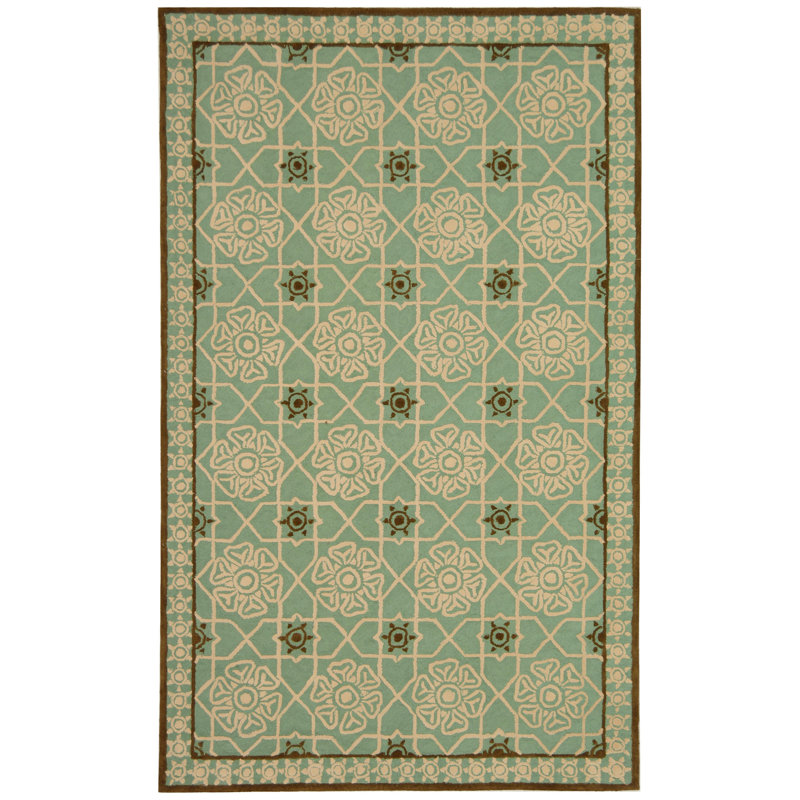 Fullerton Hand Hooked Cotton Pile Geometric Rug, Rectangle 7'9" x 9'9"