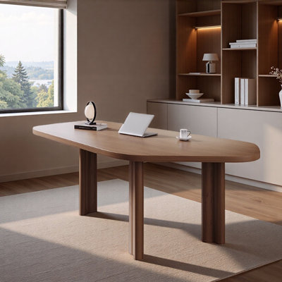 Modern Durable Brown Irregular Ash Wood Desk