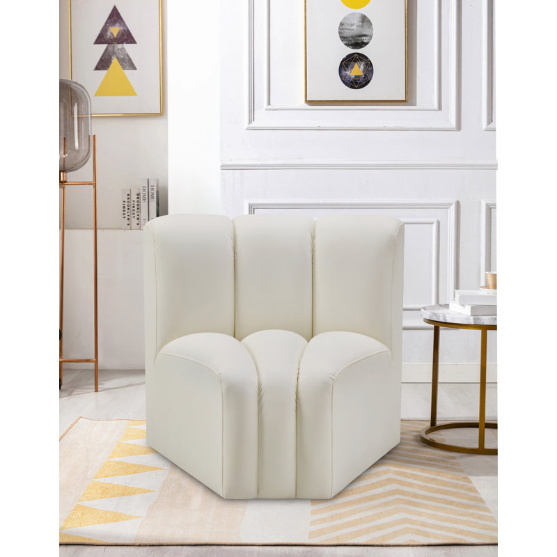Chaise d'appoint en cuir Hollimon Vegan, Cuir crème végétalien