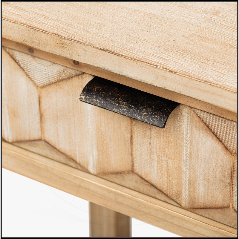 Modern Stylish Console Table with Fir Veneer and Distinctive Design, Natural