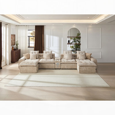 Canapé d'angle en laine d'agneau moelleuse de 454 cm (178,6 po), canapé d'angle modulaire surdimensionné en forme de L avec assise profonde, grand canapé confortable et moelleux avec coussins décoratifs