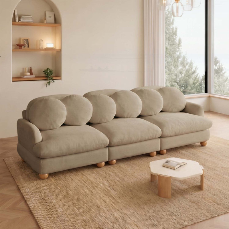Canapé modulaire Comfy Chenille avec 6 coussins décoratifs, structure en bois pour le salon et la chambre à coucher