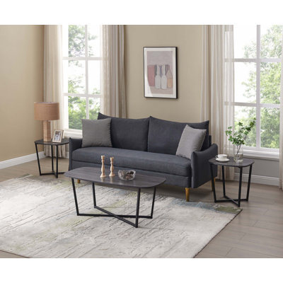 Ensemble de table d'appoint moderne 3 pièces Cyndy - Comprend une table basse et 2 tables de bout