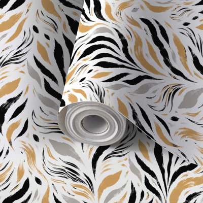 Papier de contact pour papier peint auto-adhésif zèbre à motif de zèbre à motif de peau de tigre sans adhésif auto-adhésif et amovible 17,7 po x 118 po (45 x 300 cm)