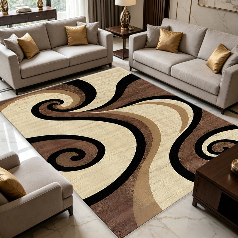 Beige Swirl area rugs for Living Room, Soft and Comfortable, Suitable for all seasons, easy to maintain, machine washable Indoor floor mat, Under Table Farmhouse suitable for Bedroom, Dining Room, Study, Patio, Balcony, Home Decor