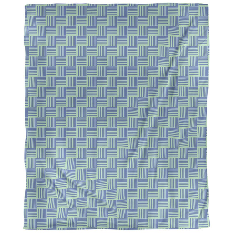 Housse de couette simple à rayures baskettressées, Housse de couette simple TG, Vert/bleu, Polyester brossé