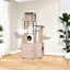 Tour pour chat à plusieurs niveaux avec litière intégrée, condos doubles, poteaux à griffes, compartiments de rangement et accessoires interactifs - Meubles pour chats tout-en-un